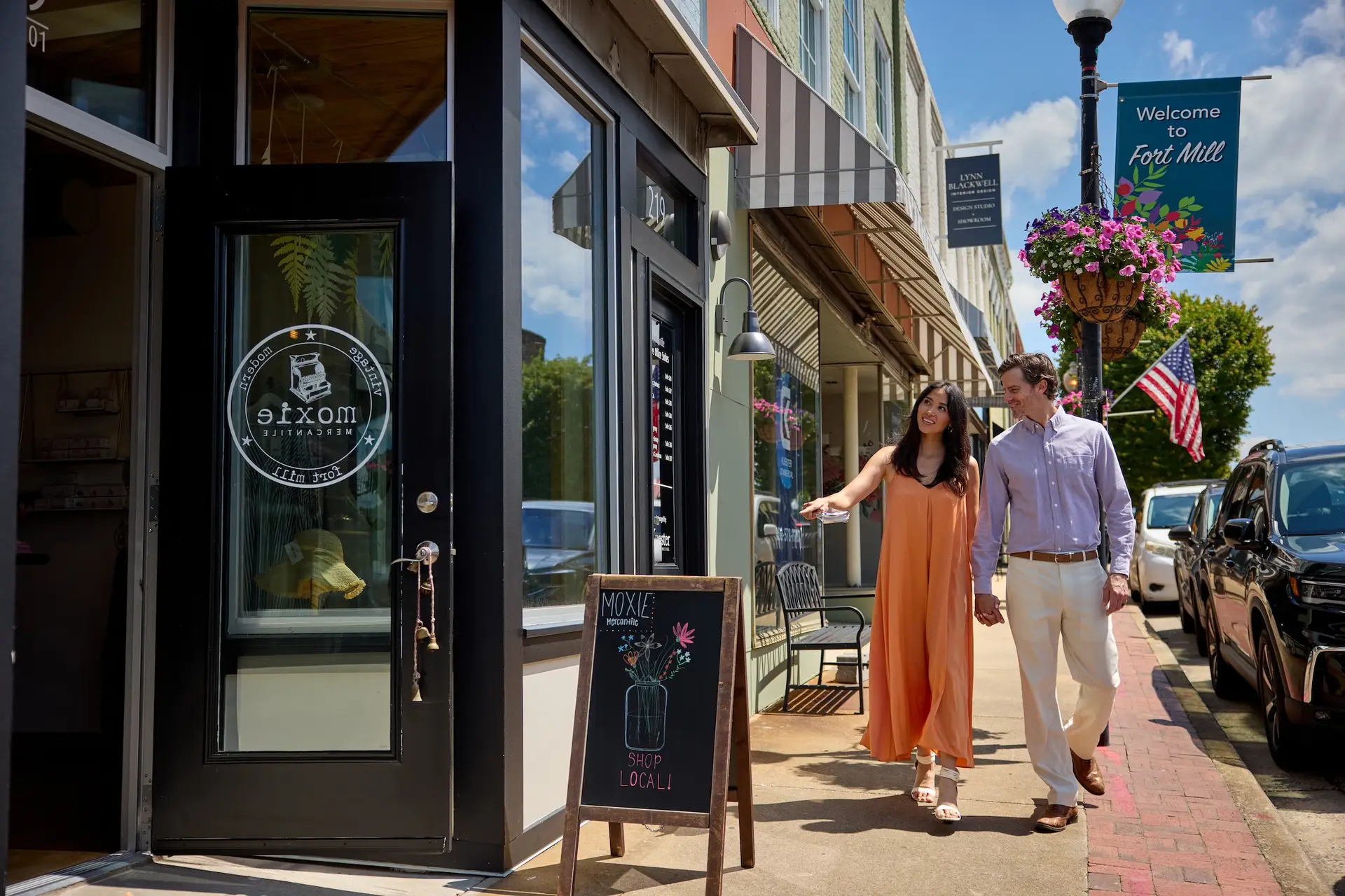 couple walking in fort mill